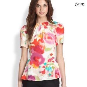 KATE SPADE Paris Giverny Floral Tulip Top, Size 2